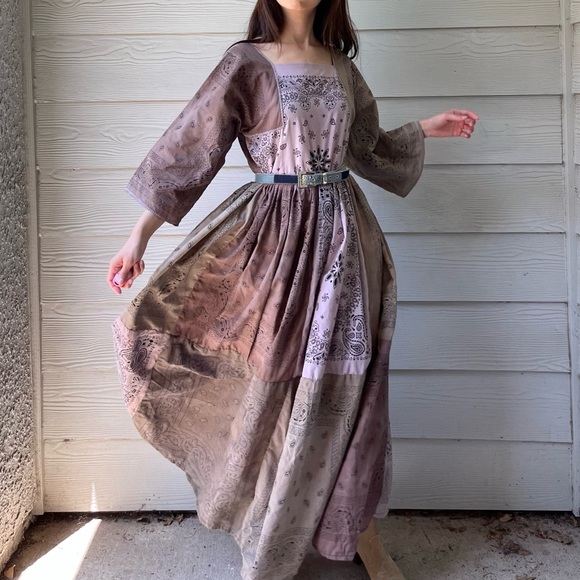 Handmade Bandana Dress SKU 02858 Muddy Earthy Maxi - Picture 13 of 16